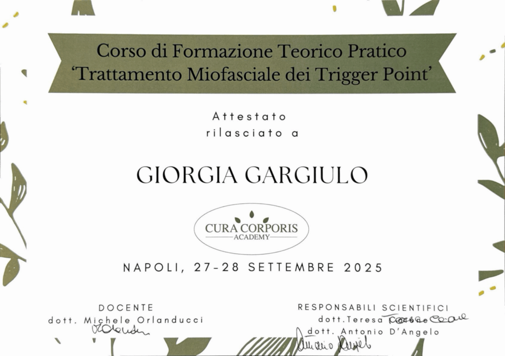 Certificato trattamento miofasciale